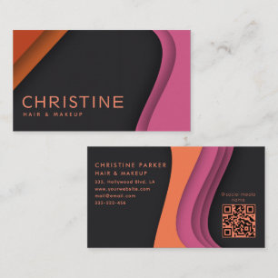 Carte De Visite Code Qr moderne professionnel rose orange