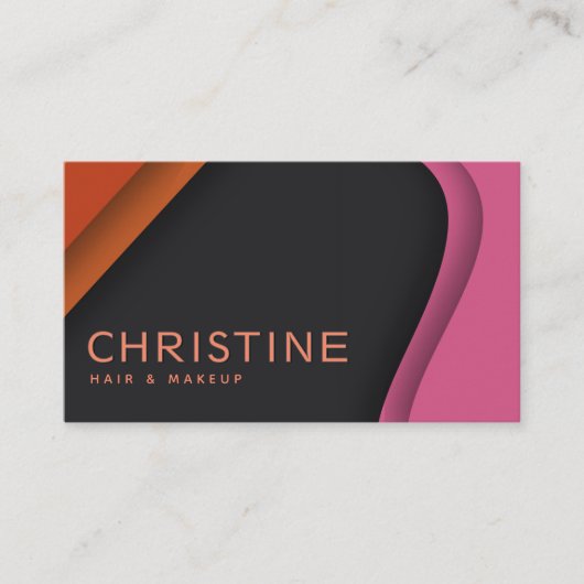 Carte De Visite Code Qr moderne professionnel rose orange (Devant)