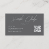 Carte De Visite Code QR Moderne Pur Gris Foncé Écriture Manuscrite (Dos)