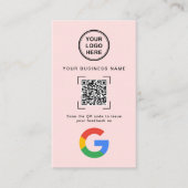 Carte De Visite Code QR Moderne Rose Pâle Avis Google (Devant)