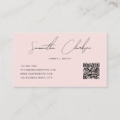 Carte De Visite Code QR Moderne Rose Pâle Écriture Manuscrite Pure (Dos)