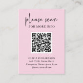 Carte De Visite Code QR moderne simple avec Logo Retour | Rose pâl (Devant)