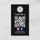 Carte De Visite Code QR moderne simple | Médias sociaux et photo (Dos)