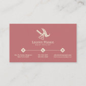 Carte De Visite Code QR Moderne Simple Rose & Biege Coiffeur (Devant)
