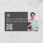 Carte De Visite Code QR moderne Tech Savvy Sleek Black Grey Clean (Dos)