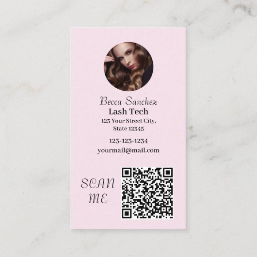 Carte De Visite Code qr moderne tendance lashes (Dos)