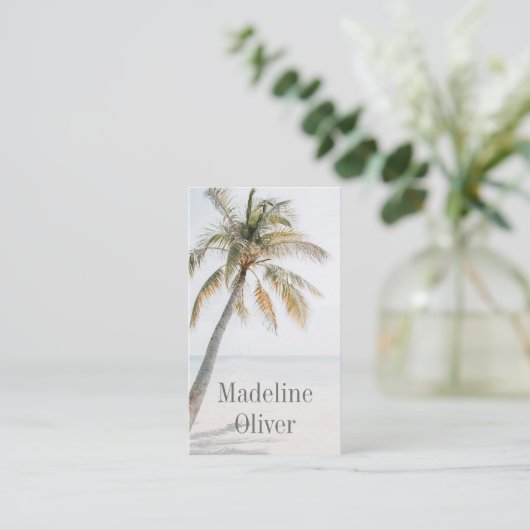 Carte De Visite Code QR moderne Tropical Palm Tree (Debout devant)
