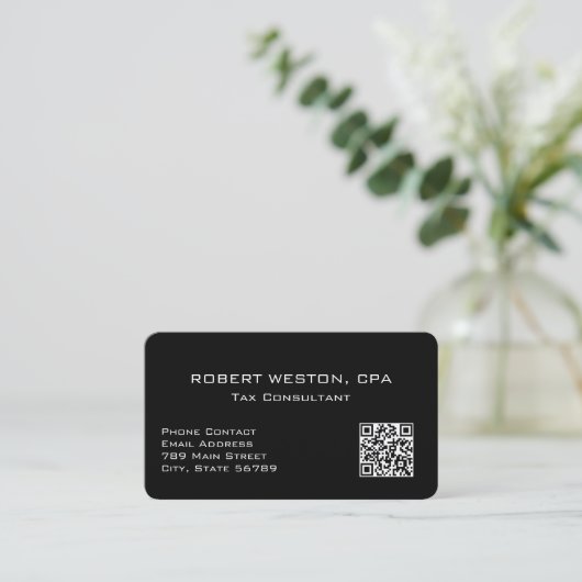 Carte De Visite Code QR modifiable de comptable fiscal professionn (Debout devant)