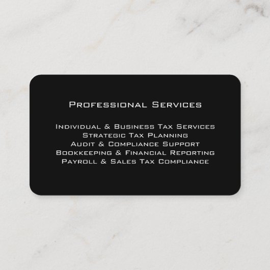Carte De Visite Code QR modifiable de comptable fiscal professionn (Dos)