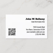 Carte De Visite Code QR modifiable de superposition de logo de slo (Dos)