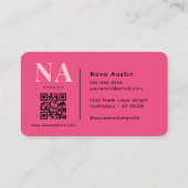Carte De Visite Code QR Monogram Luxe Tendance Esthétique Rose Cha (Dos)