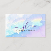 Carte De Visite Code QR Monogramme Aquarelle Arc-en-ciel Holograph (Devant)
