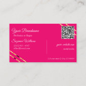 Carte De Visite Code QR monogramme avec lignes dorées roses clair (Dos)