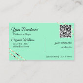 Carte De Visite Code QR monogramme avec lignes dorées roses et sar (Dos)
