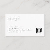 Carte De Visite Code QR monogramme beige féminin moderne (Dos)