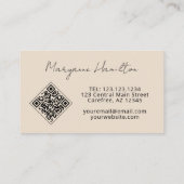 Carte De Visite Code QR Monogramme Crème (Dos)