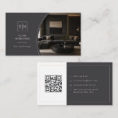 Carte De Visite Code QR monogramme d'agent immobilier de luxe (Devant / Derrière)