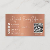 Carte De Visite Code QR monogramme de cuivre métallique brossé (Dos)
