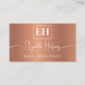 Carte De Visite Code QR monogramme de cuivre métallique brossé (Devant)