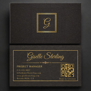 Carte De Visite Code QR monogrammé de gestionnaire de projet