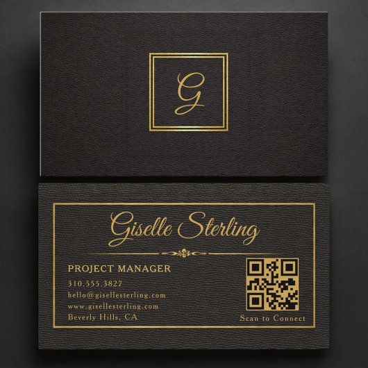 Carte De Visite Code QR monogrammé de gestionnaire de projet