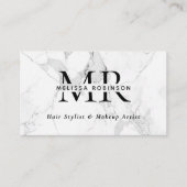 Carte De Visite Code QR Monogramme de Marbre Blanc Tendance pour A (Devant)