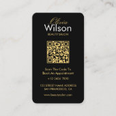 Carte De Visite Code QR monogrammé de salon de beauté élégant mode (Devant)