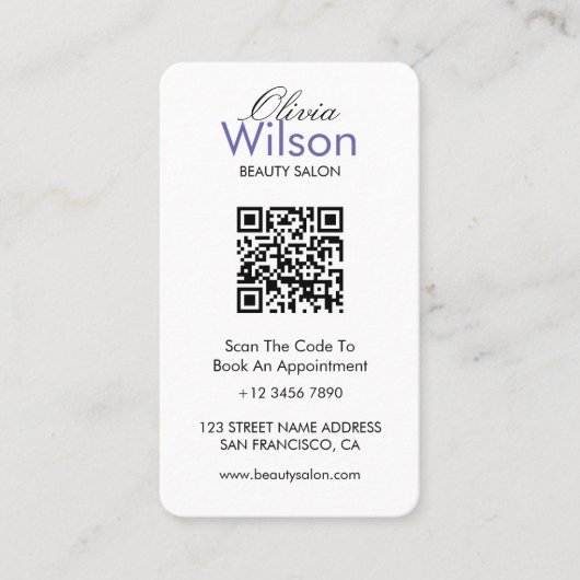 Carte De Visite Code QR monogrammé de salon de beauté élégant mode (Devant)