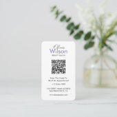 Carte De Visite Code QR monogrammé de salon de beauté élégant mode (Debout devant)