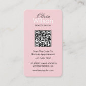 Carte De Visite Code QR monogrammé de salon de beauté élégant mode (Devant)