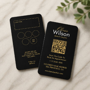 Carte De Visite Code QR monogrammé de salon de beauté élégant mode