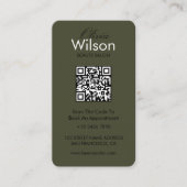 Carte De Visite Code QR monogrammé de salon de beauté élégant mode (Devant)