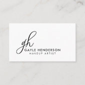 Carte De Visite Code QR Monogramme Élégant en Script Noir Maquilla (Devant)