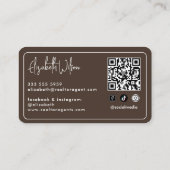 Carte De Visite Code QR monogrammé élégant moderne pour agent immo (Dos)