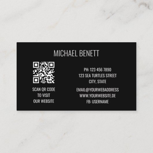 Carte De Visite Code QR | Monogramme en acier (Dos)