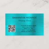 Carte De Visite Code QR monogramme en feuille d'aluminium bleu aqu (Dos)