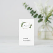 Carte De Visite Code QR Monogramme Eucalyptus Verdure (Debout devant)