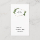 Carte De Visite Code QR Monogramme Eucalyptus Verdure (Devant)