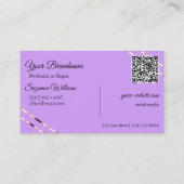 Carte De Visite Code QR Monogramme Lignes Or Rose Lilas Lavande (Dos)