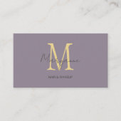 Carte De Visite Code QR Monogramme Lilas (Devant)