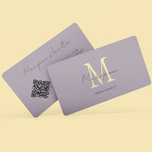 Carte De Visite Code QR Monogramme Lilas
