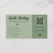 Carte De Visite Code QR Monogramme Média Sociaux Vert Sauge (Devant)