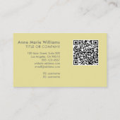 Carte De Visite Code QR Monogramme Moderne Chartreuse Blanc Script (Dos)
