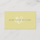 Carte De Visite Code QR Monogramme Moderne Chartreuse Blanc Script (Devant)