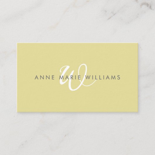 Carte De Visite Code QR Monogramme Moderne Chartreuse Blanc Script (Devant)