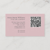Carte De Visite Code QR Monogramme Moderne en Blanc et Lilas Pouss (Dos)