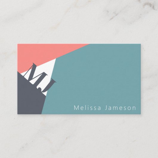 Carte De Visite Code QR | monogramme moderne géométrique minimalis (Devant)