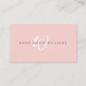 Carte De Visite Code QR Monogramme Moderne Rose Pâle Blanc (Devant)