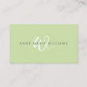 Carte De Visite Code QR Monogramme Moderne Vert Clair Blanc (Devant)