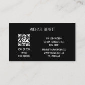 Carte De Visite Code QR | Monogramme noir en acier (Dos)